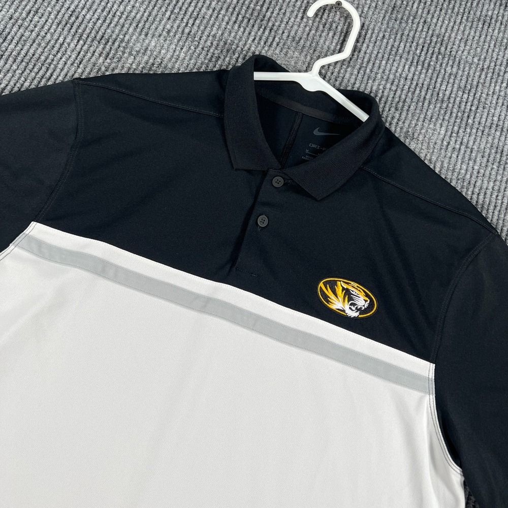 Missouri Tigers Mizzou Polo Shirt Mens Medium Black Short Sleeve Nike NCAA SEC